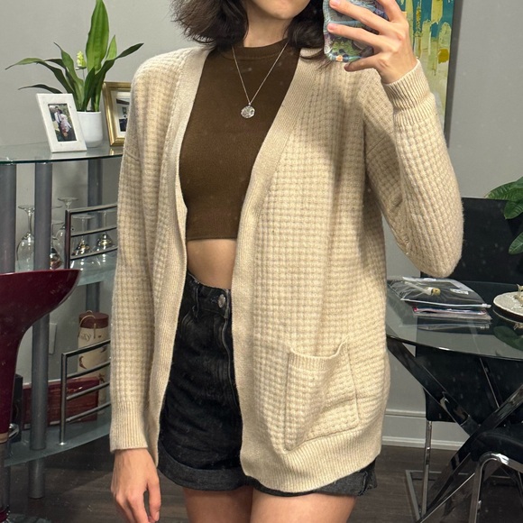 Vintage Rachel Zoe Cream beige 100% cashmere cardigan - Picture 1 of 7